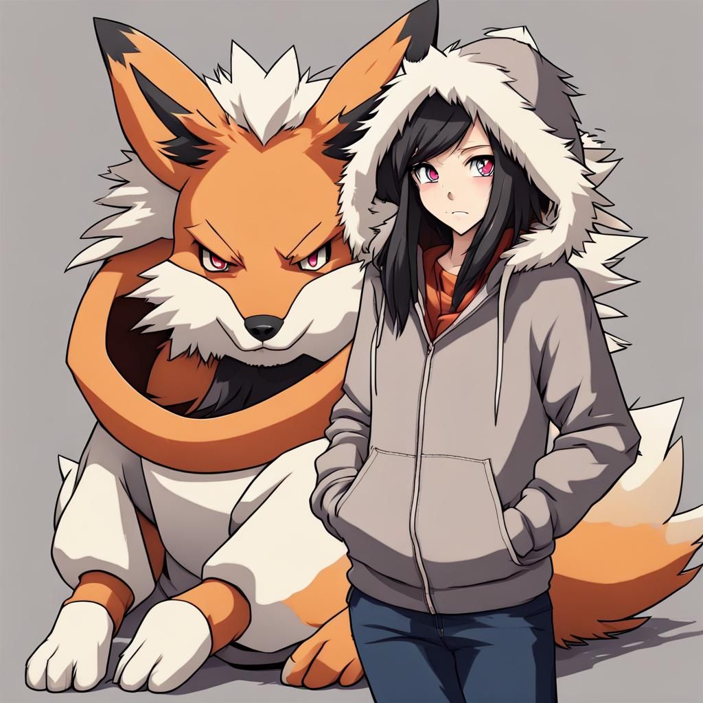 Anime Girl in Arcanine Hoodie
