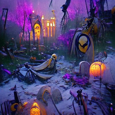 Nightmare Before Halloween Graveyard in Dark Fantasy Style