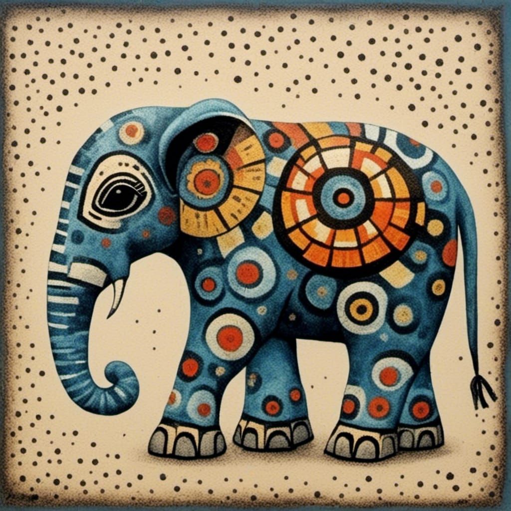 Dubuffet Dolls Style Elephant Image