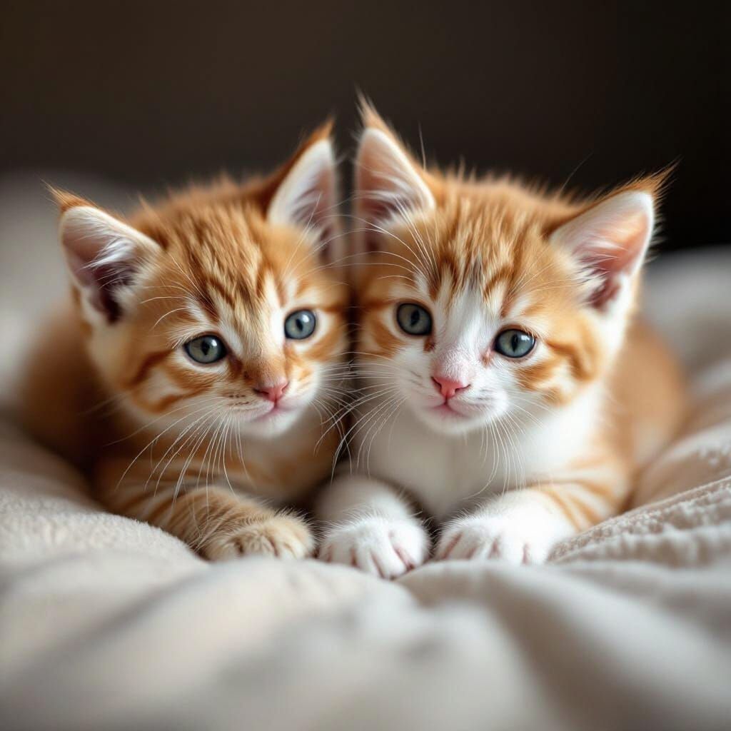 Two Adorable Baby Kittens Playing