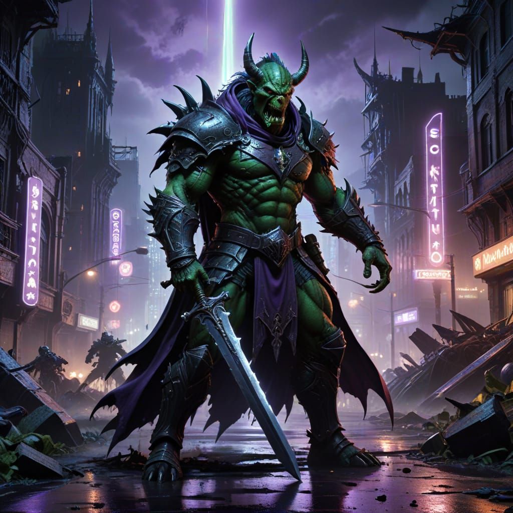 Dark fantasy .. A fierce battle-ready monster