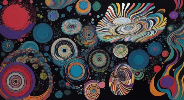 Kaleidoscopic Garden River in Op Art Style