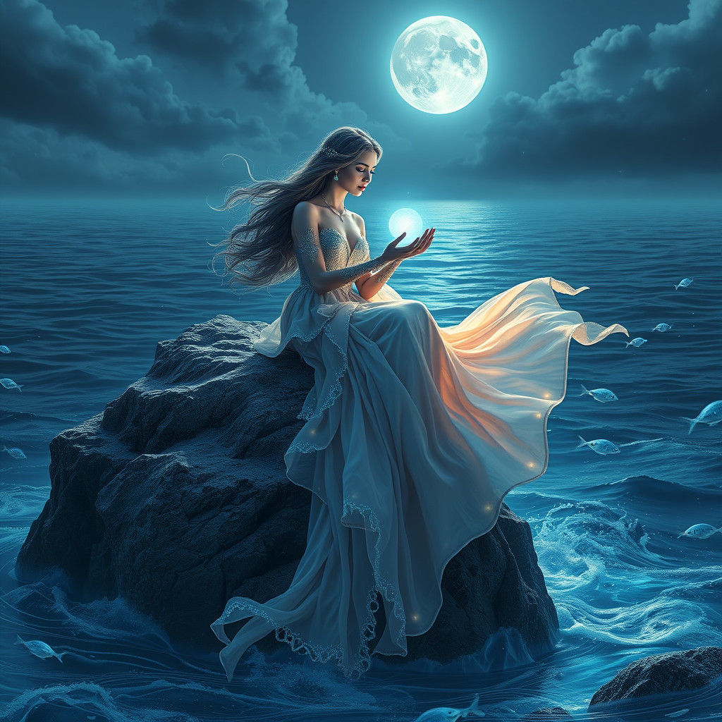 Enchanting Siren's Lullaby to the Moonlit Sea