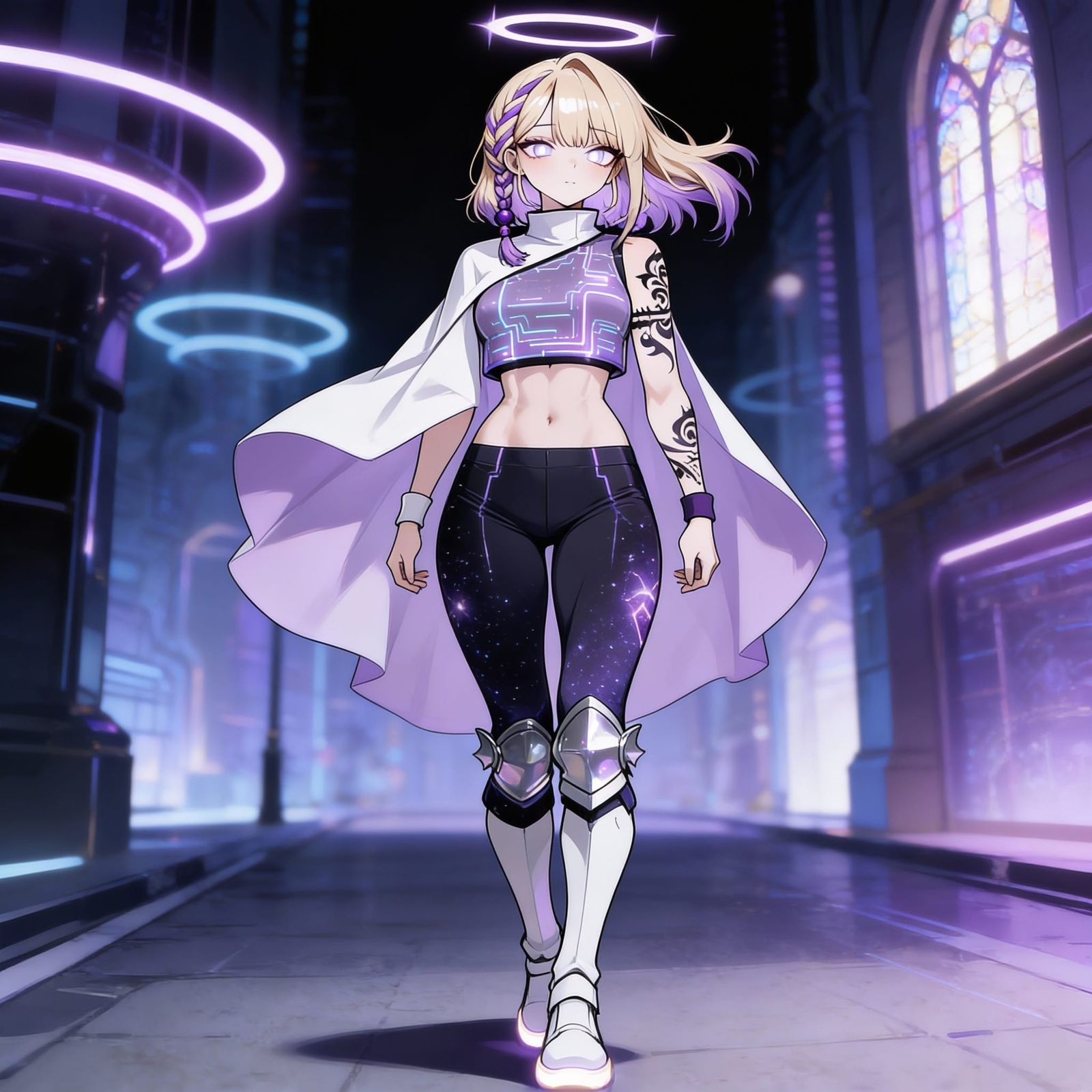 Webtoon Style Female Character with Lilac Hair