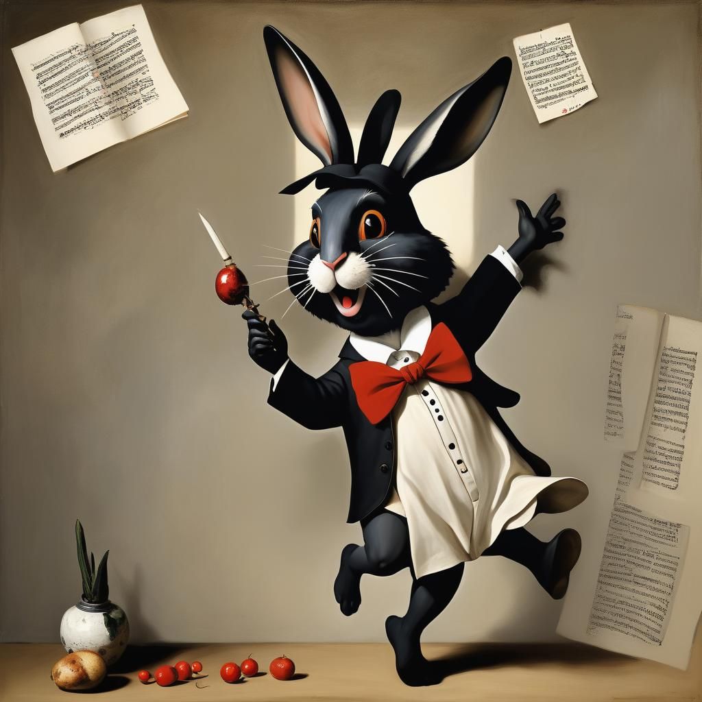 Humorous Rabbi Rabbit in Baroque Style