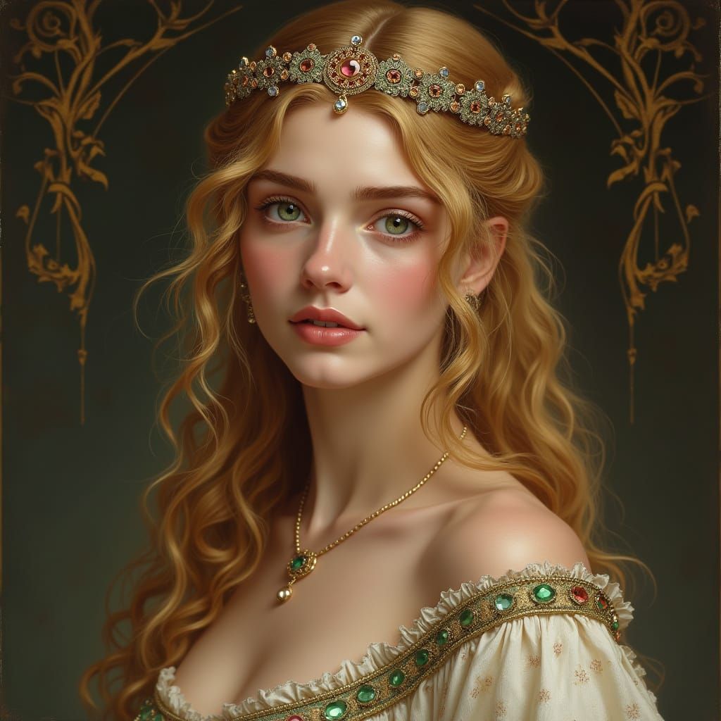 Cersei Lannister Portrait in Art Nouveau Style