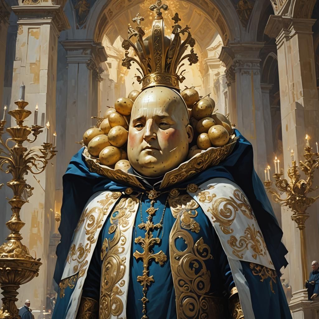 Potato Pope in St. Peter's Square: Fantasy Concept Art