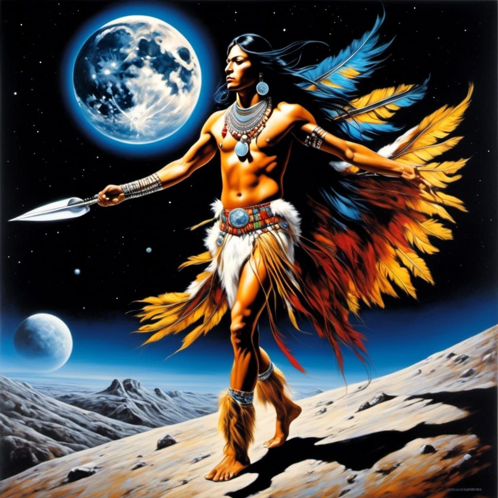 Hippie Cherokee Walks on the Moon