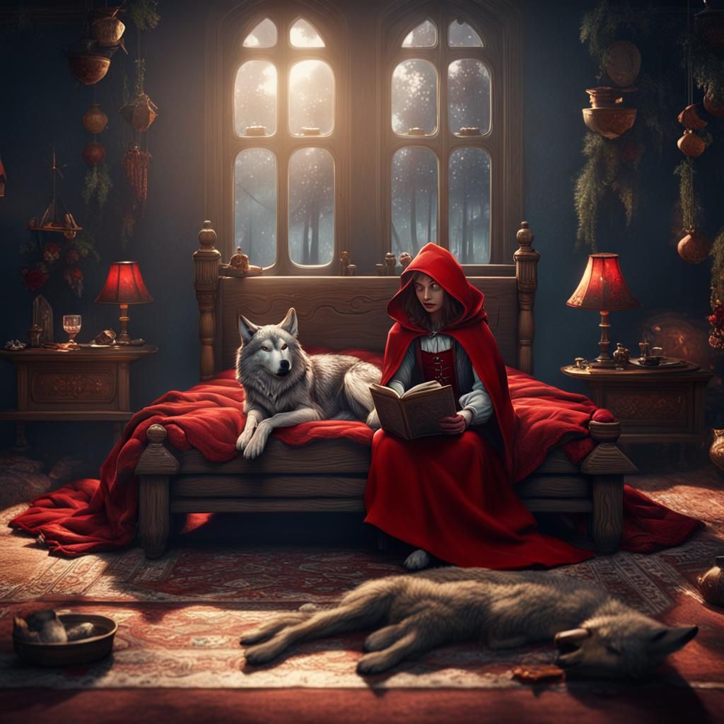 Little Red Riding Hood and the Wolf: Fantasy Art
