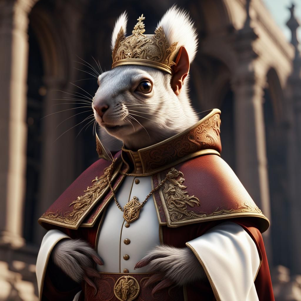 Pope Squirrel Outfit: Hyperrealistic Detailed Matte Painting