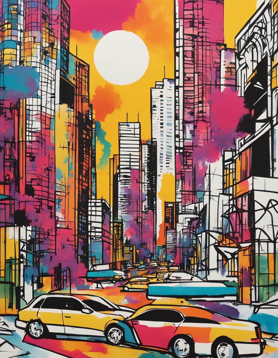 Urban Chic Martini with Chicago Skyline in Graffiti Style