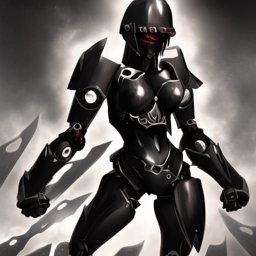 Dark Robotic Soldier in Anime Style Armor