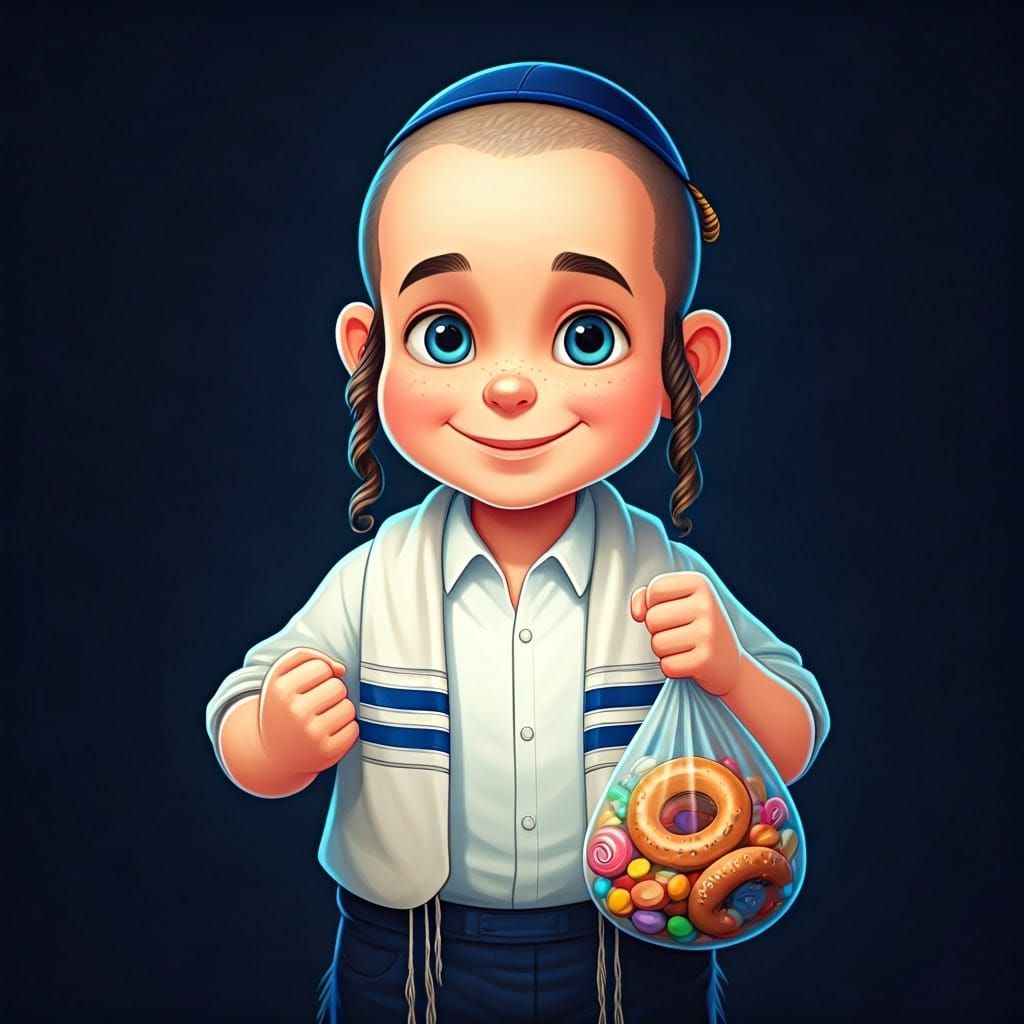 Jewish Boy with Sweets: Digital Illustration