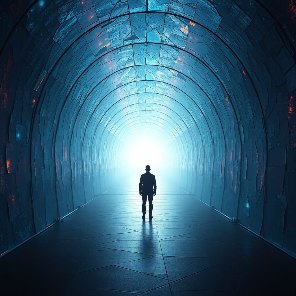 Tunnel of Time: Hyperrealistic Iridescent Passageway