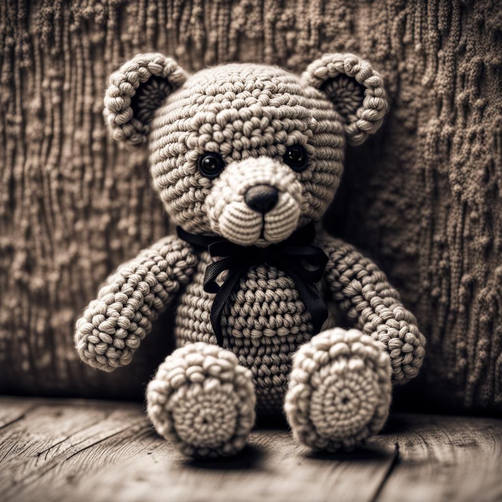Hyperrealistic Crochet Teddy Bear in High Definition