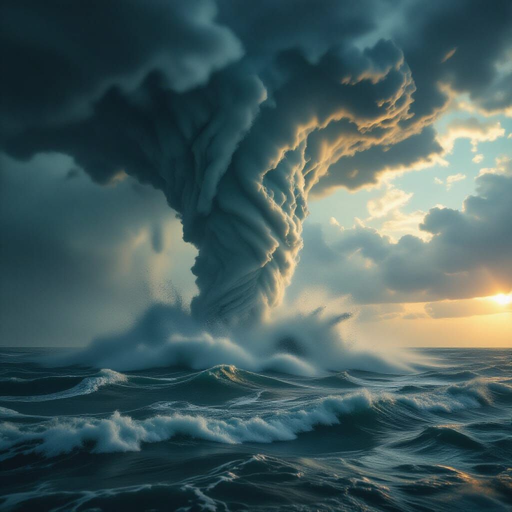 Epic Cinematic Tornado Rips Through Stormy Sea