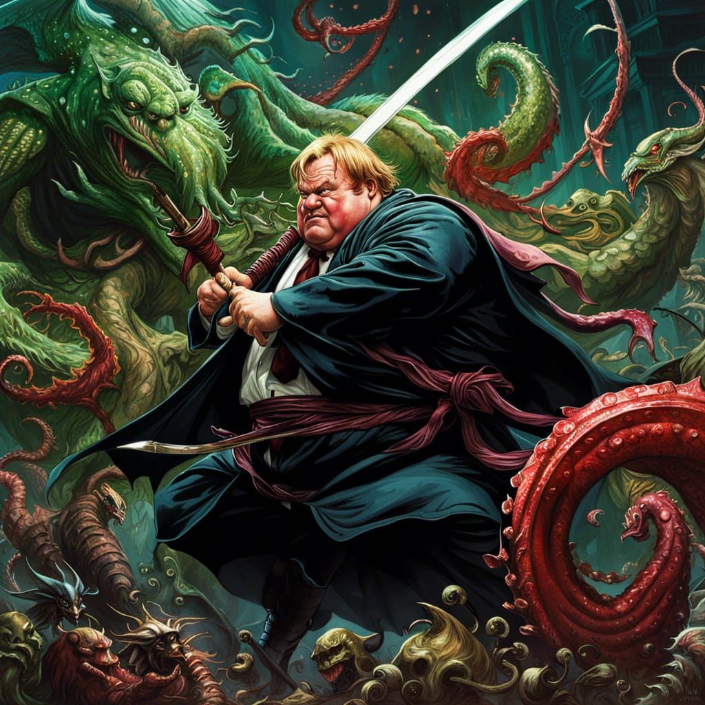 Chris Farley fighting Cthulhu