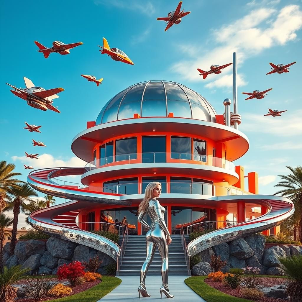 Futuristic Retro House with Geodesic Dome