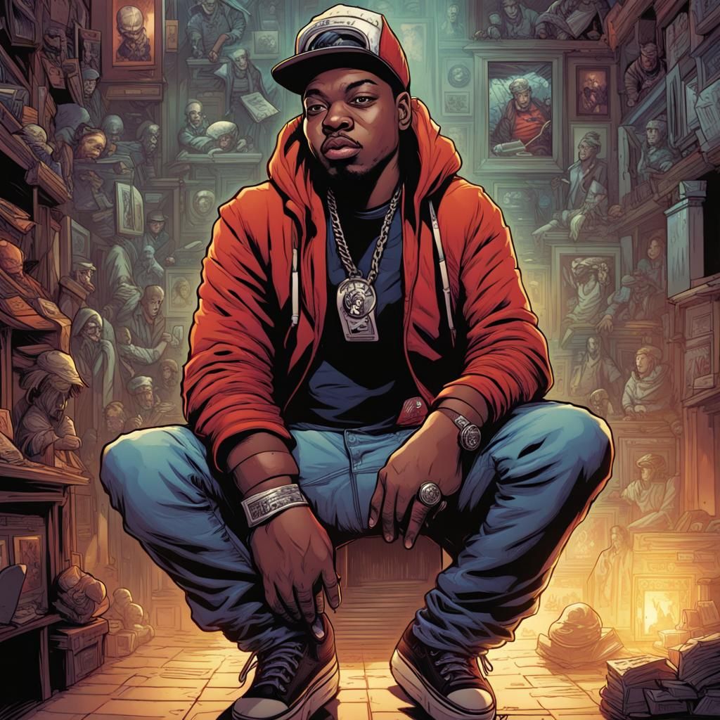 Rapper in Comic Book Art Style