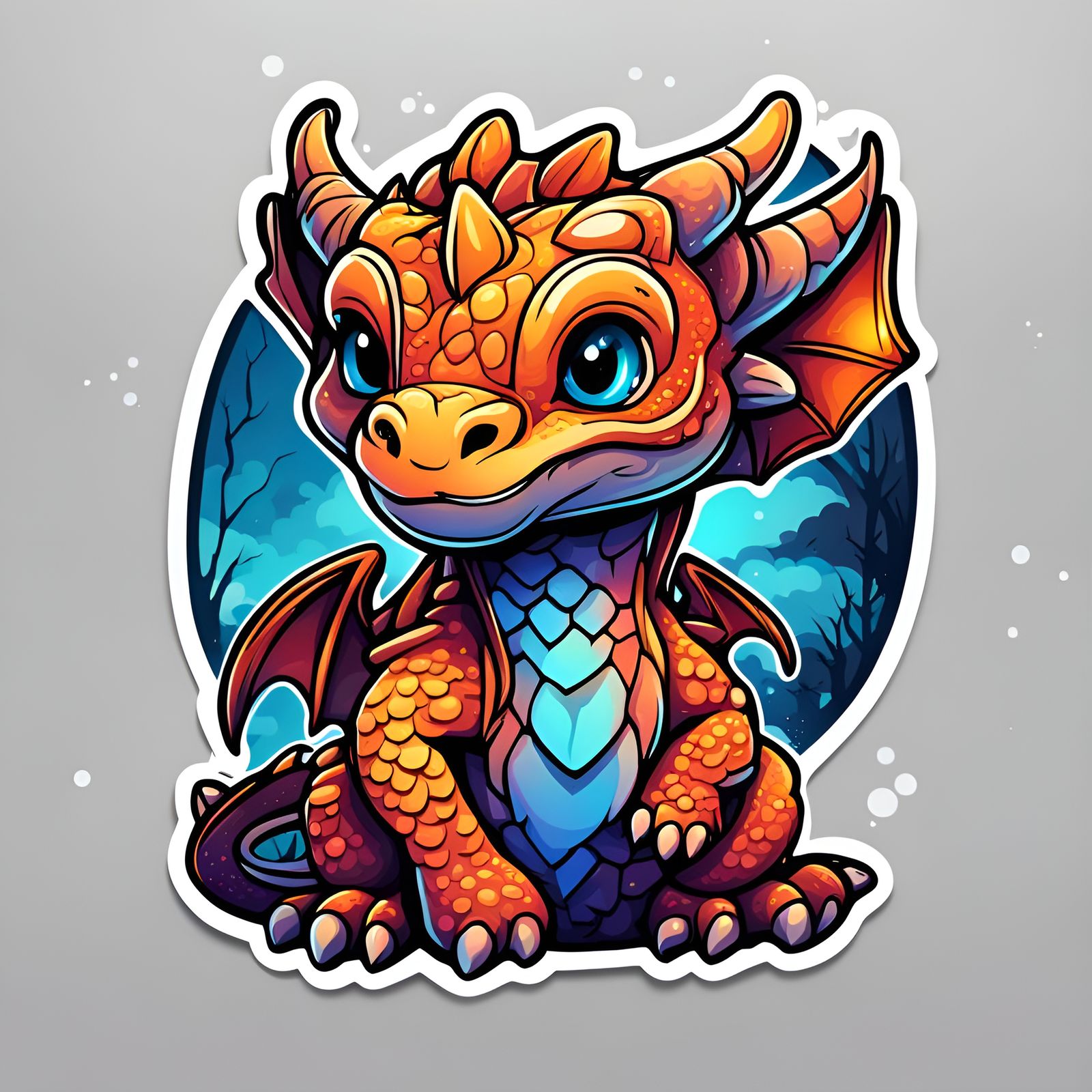Cute Dragon Cub Vector Art Sticker