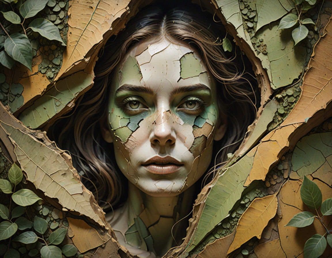 Emerging Goddess from Earthy Crust in Vibrant Surrealism