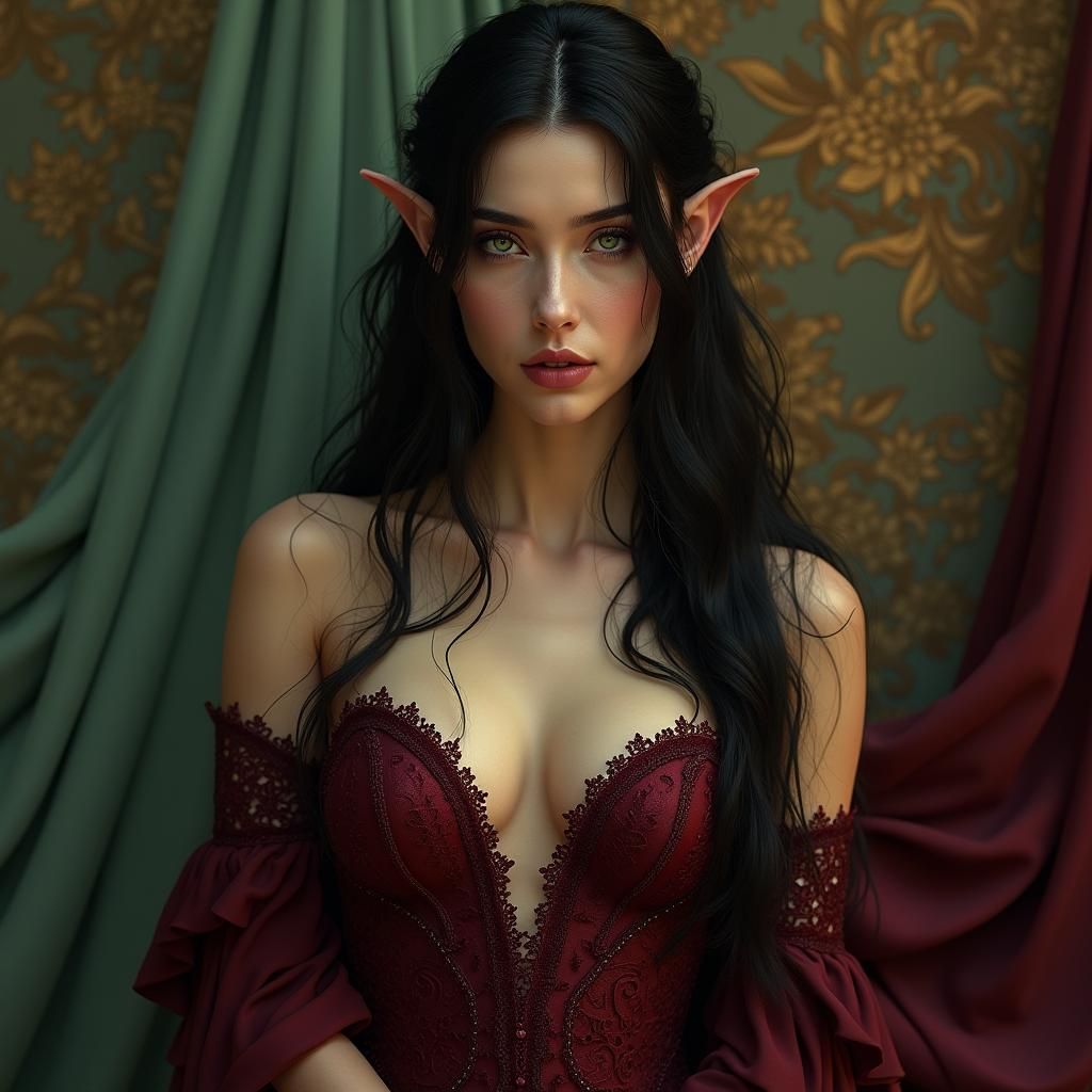 Mysterious Elf Woman in Grounded Sci-Fi Style