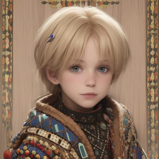 Child in African Tribal Beaded Fashion Coat