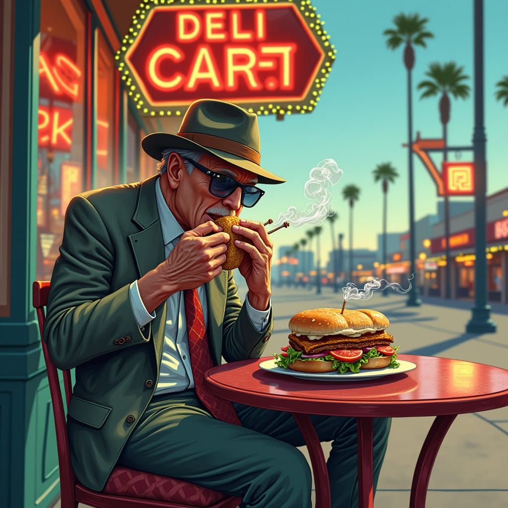 Hunter S. Thompson in Gonzo Style, Devouring a Deli Sandwich...