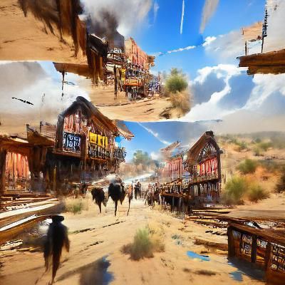 Desert Cactus Sunset in Digital Art Style