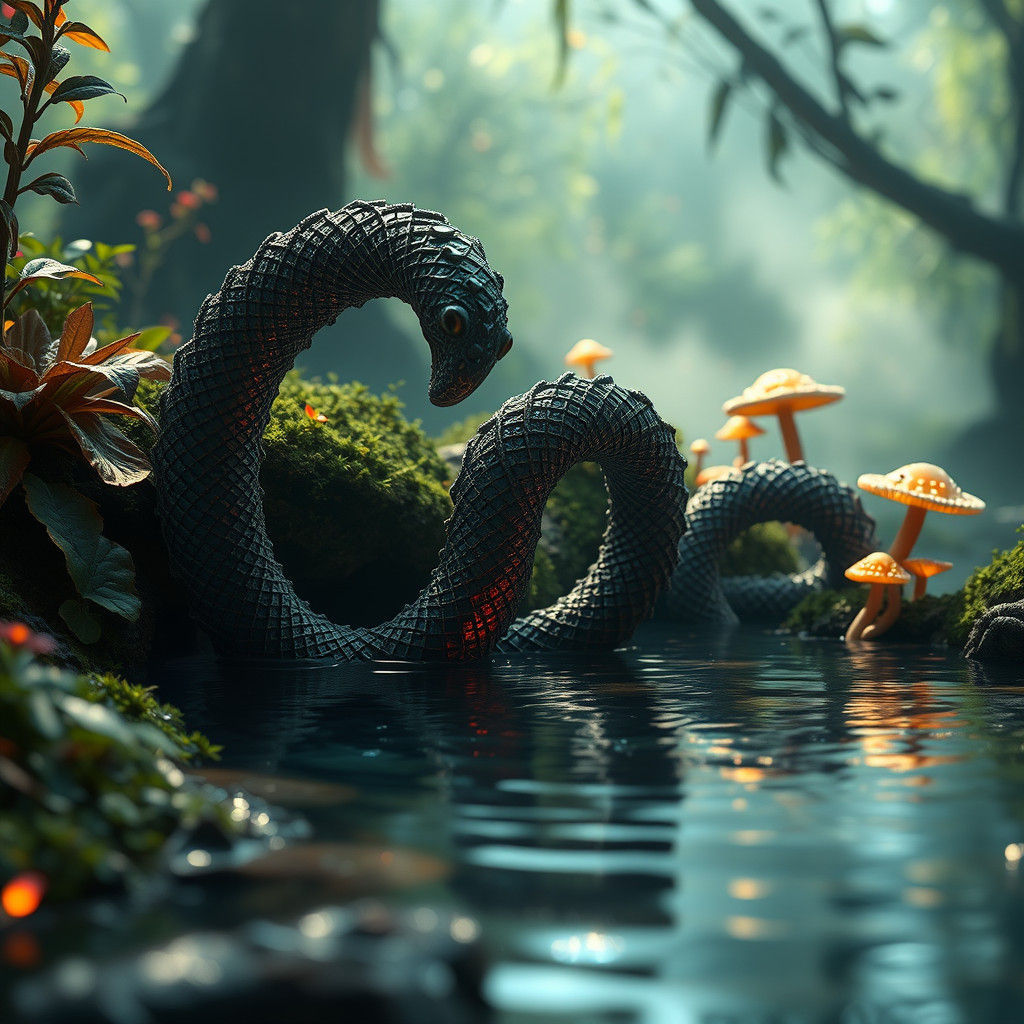 Mystical Serpentine Combs in Ethereal Pool