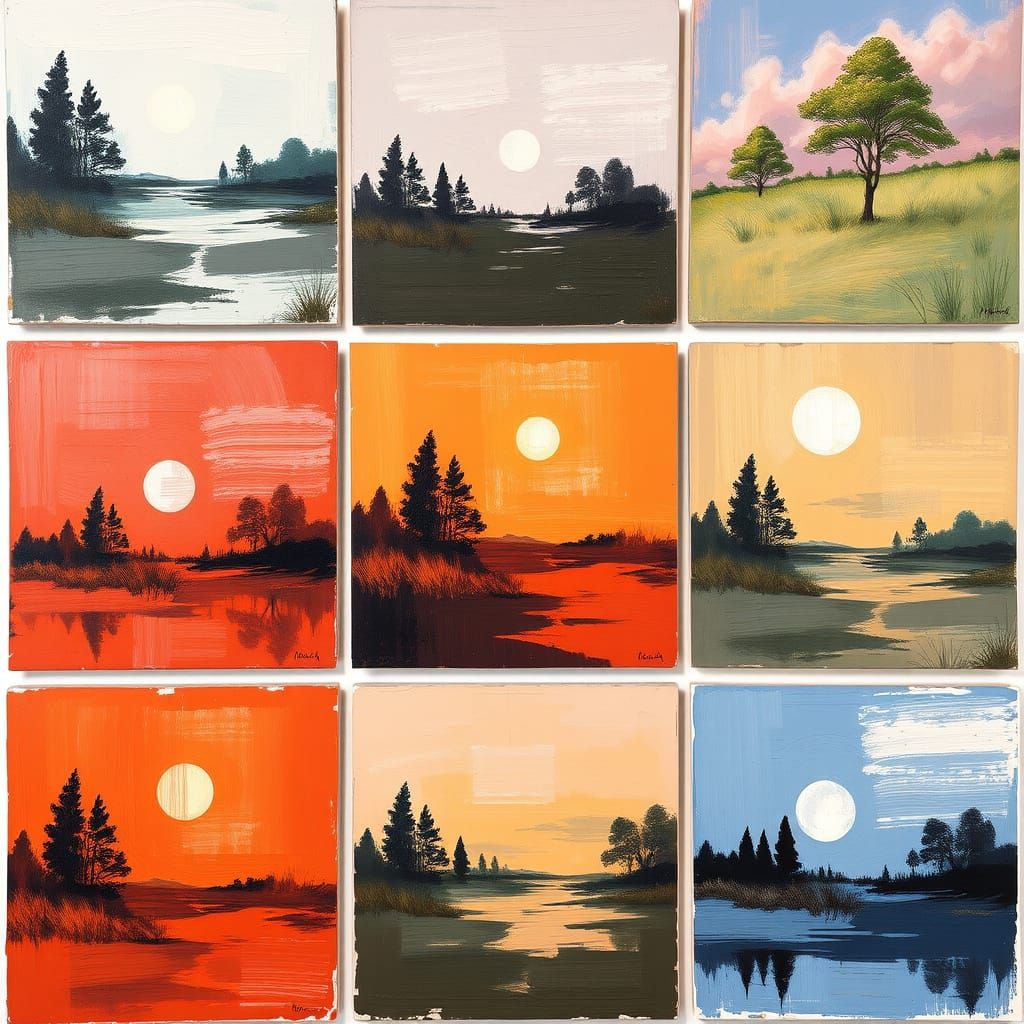 Surreal Artwork in Nine Square Grid Format