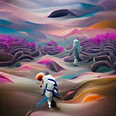 Astronaut Walks on an Alien World