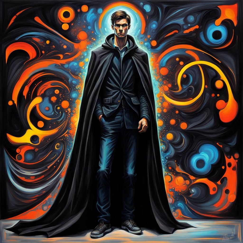 Futuristic Sorcerer in Fractal Impasto Style