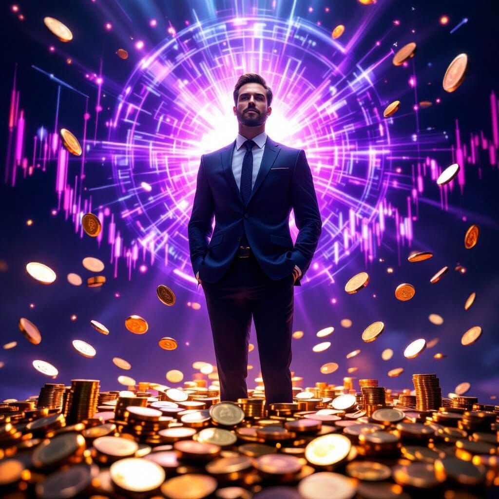 Businessman's Prosperity Aura with Gold Coins