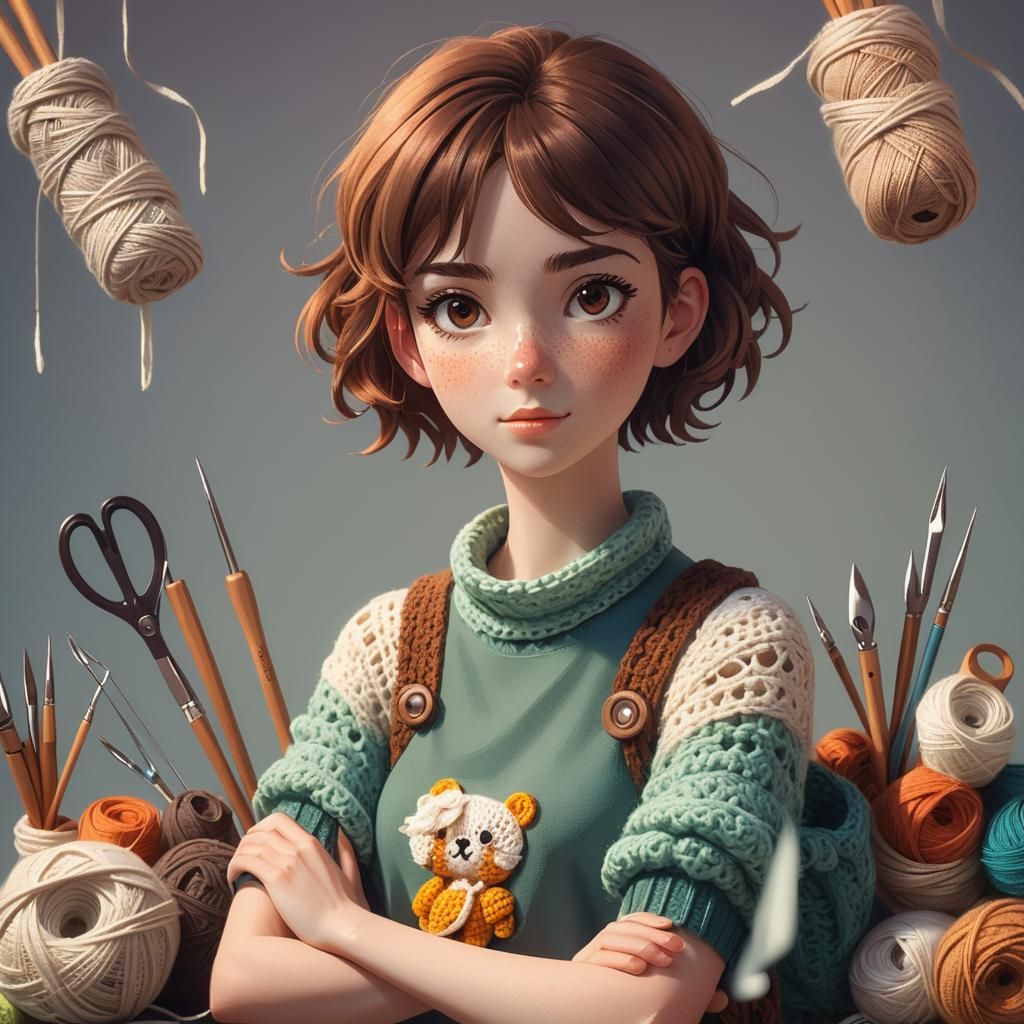 Confident Girl Portrait in Vibrant Anime Art Style