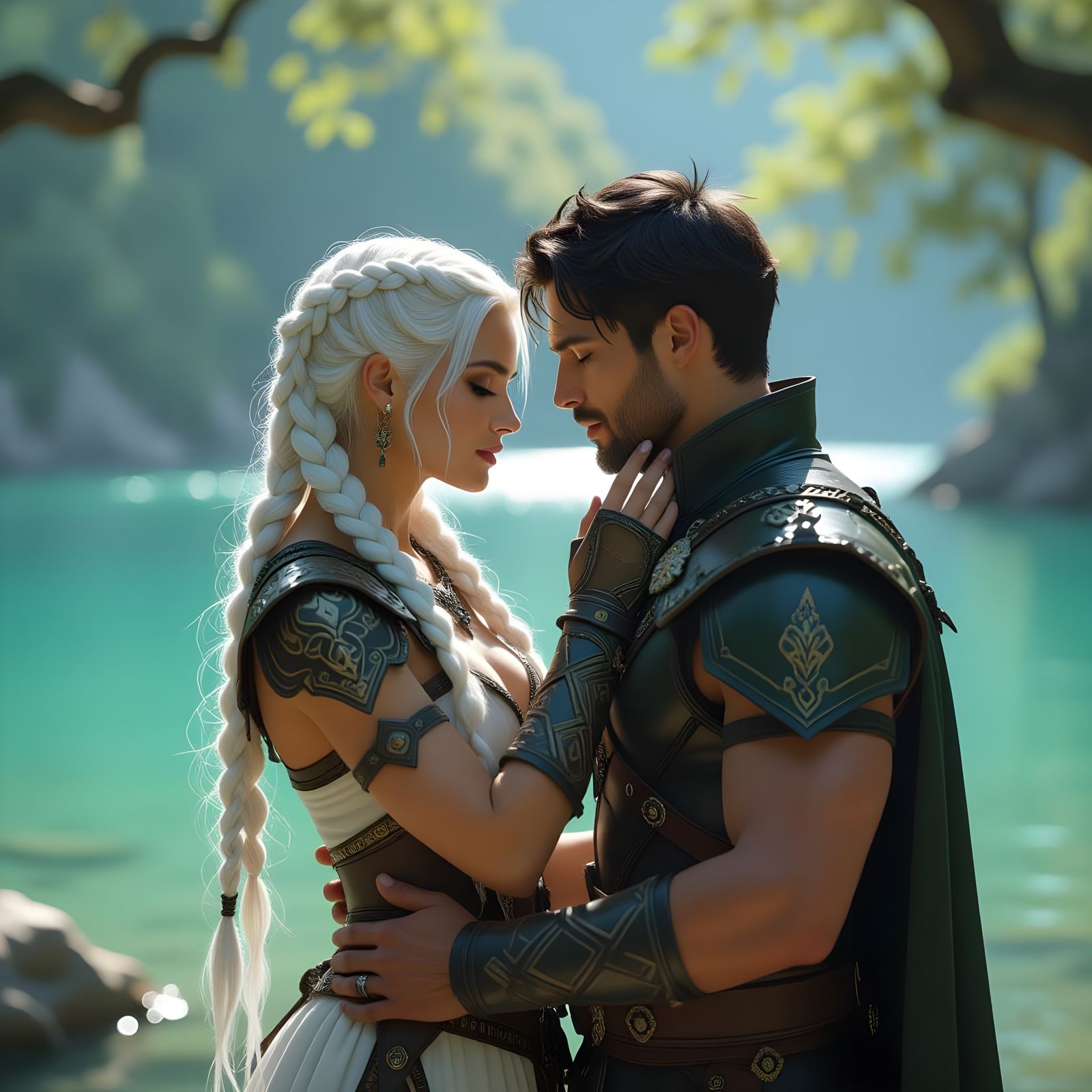 Ethereal Warriors Bask in Ancient Lake's Glow