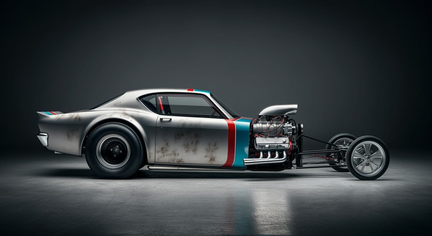 Retro-Futuristic Dragster in Vintage NHRA Style