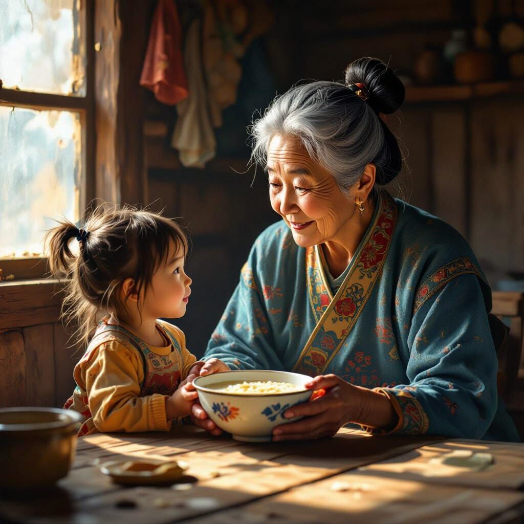 Heartwarming Grandmother and Granddaughter Portrait