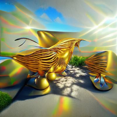 Golden Winged Guardian in Hyperrealistic 3D
