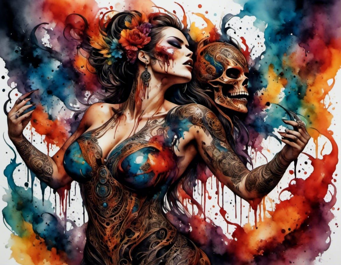 Smoky Zombie Lich with Tattoo Designs