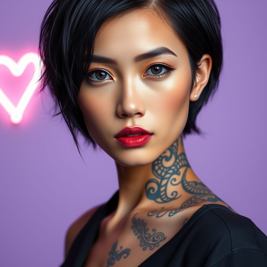 Thailandese Woman Portrait in Art Nouveau Pop Art Style