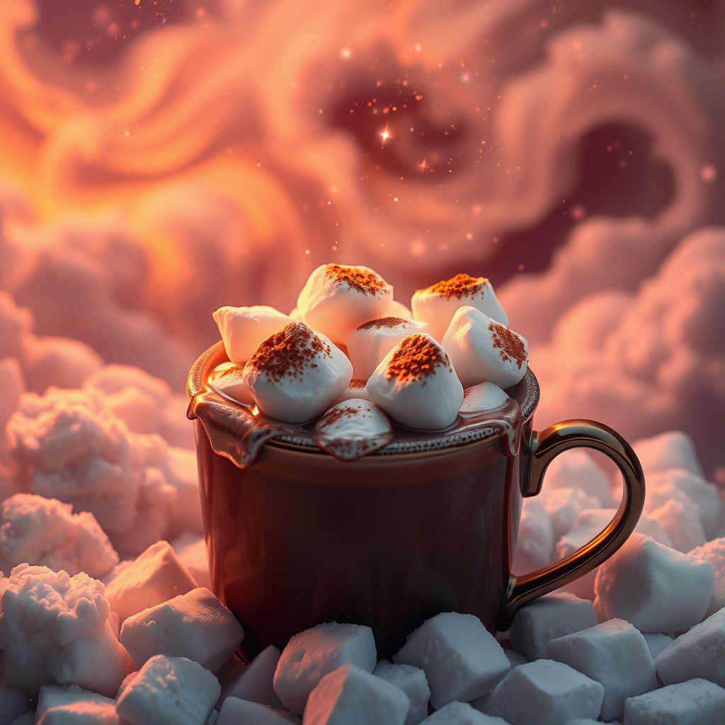 Hot Chocolate with Marshmallows in Matte Painting Style
