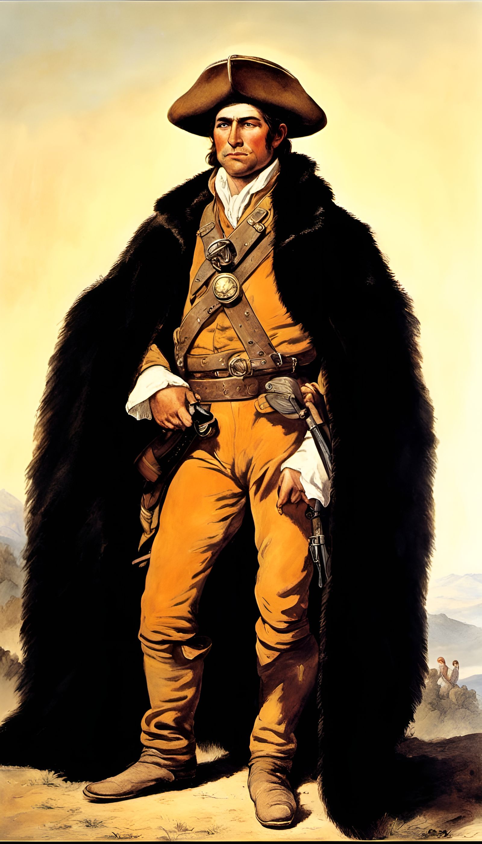 Davy Crockett Portrait in Moebius Giger Style