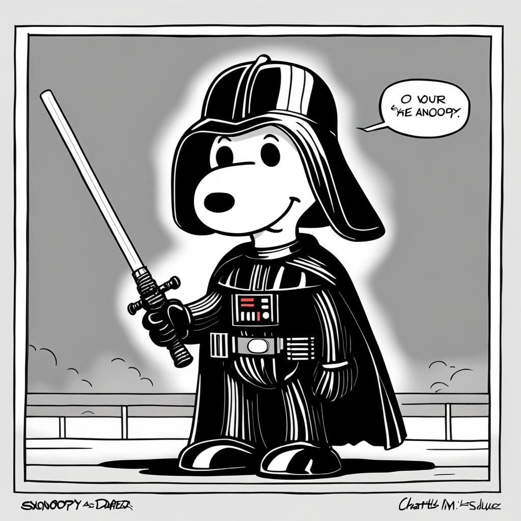 Snoopy as Darth Vader in Schulz Style