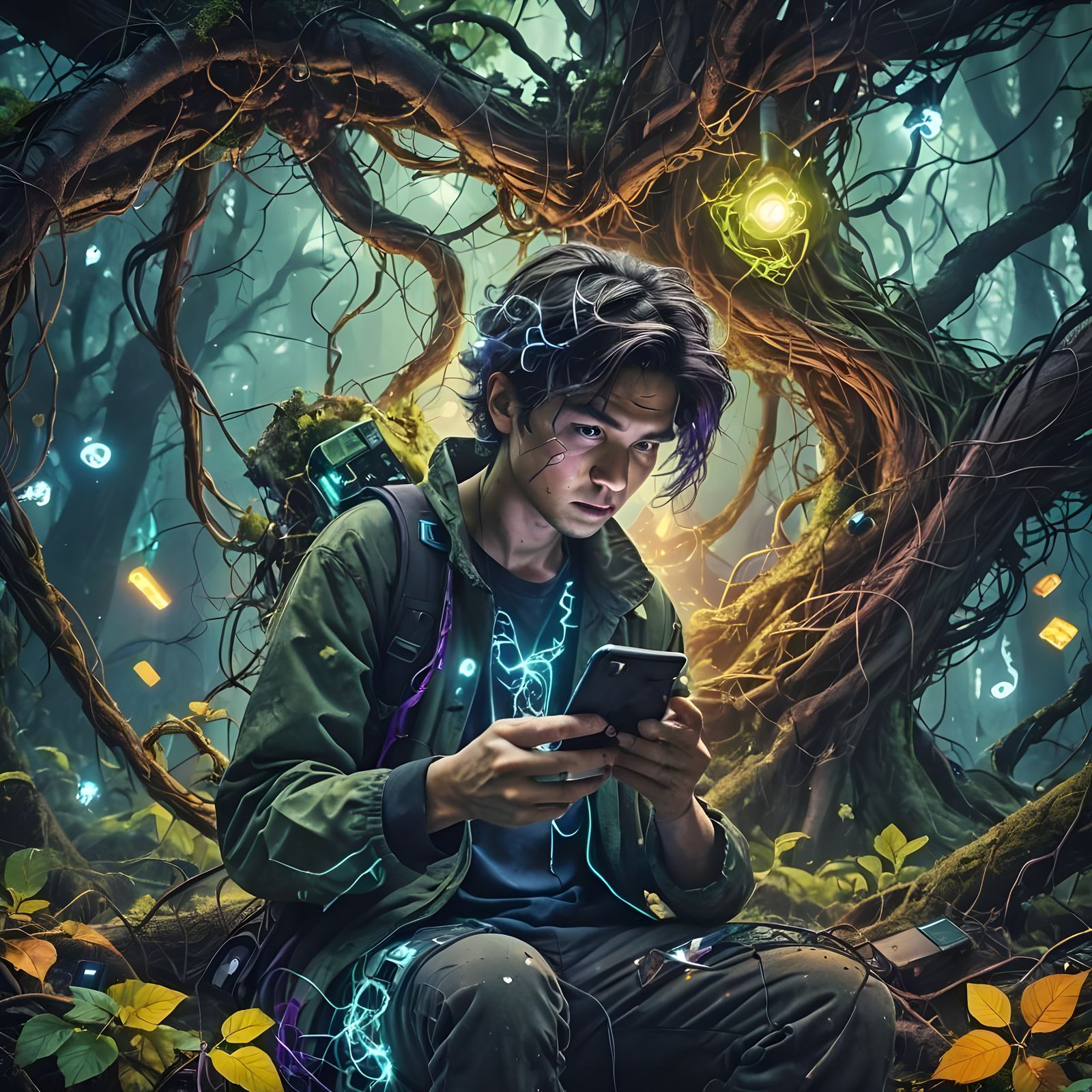 Mental Energy: Smartphone vs. Nature in Digital Art