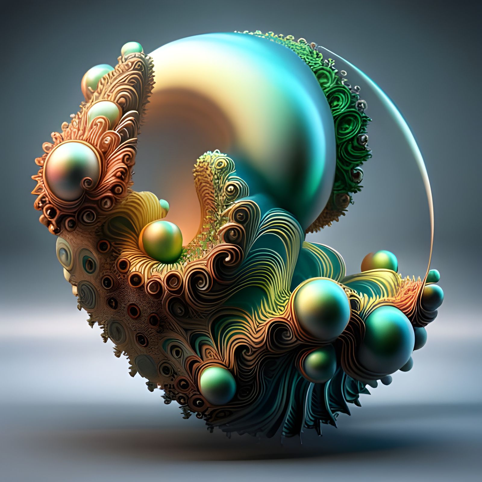 Iridescent Fractal Sculptures in 3D