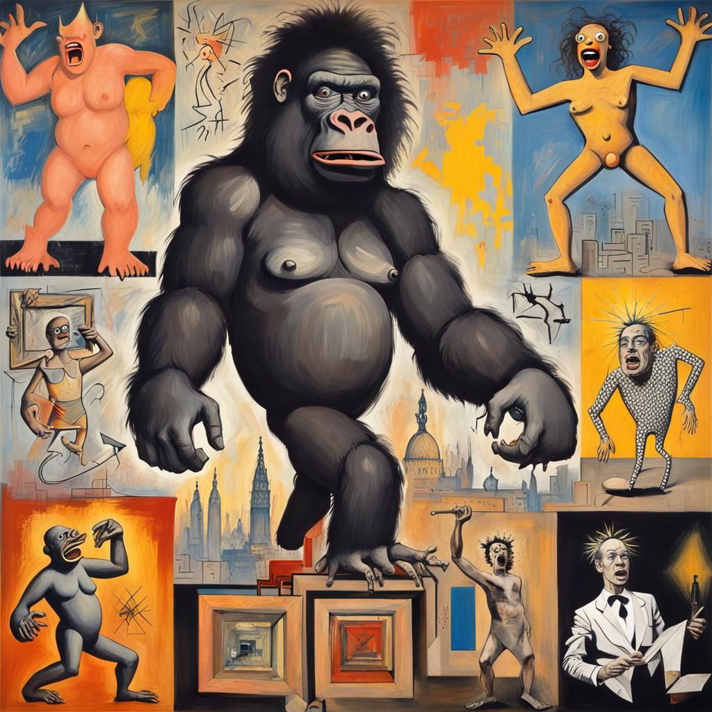 King Kong in Abstract Cubism Style