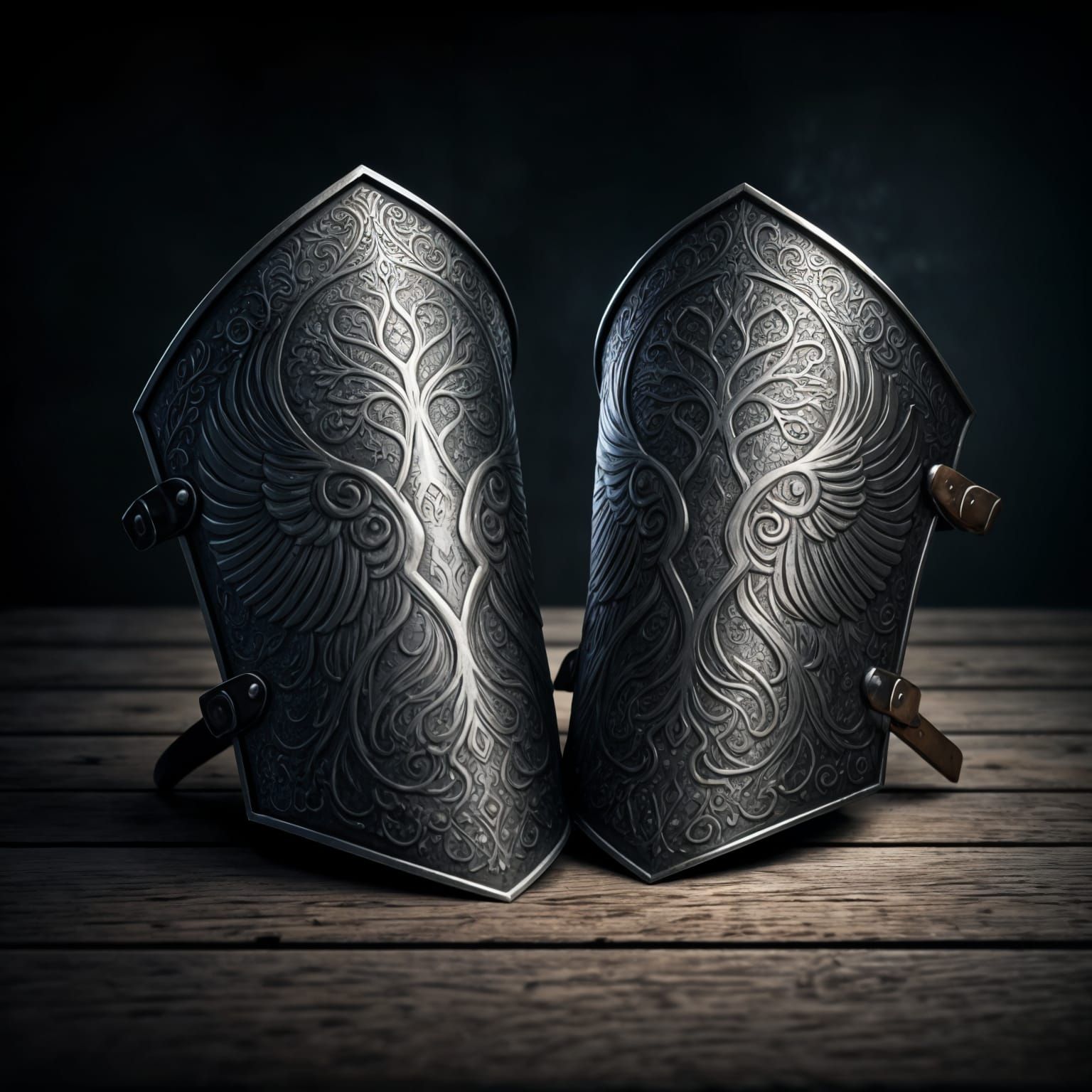 Ethereal Silver Armguards in Dark Fantasy Style