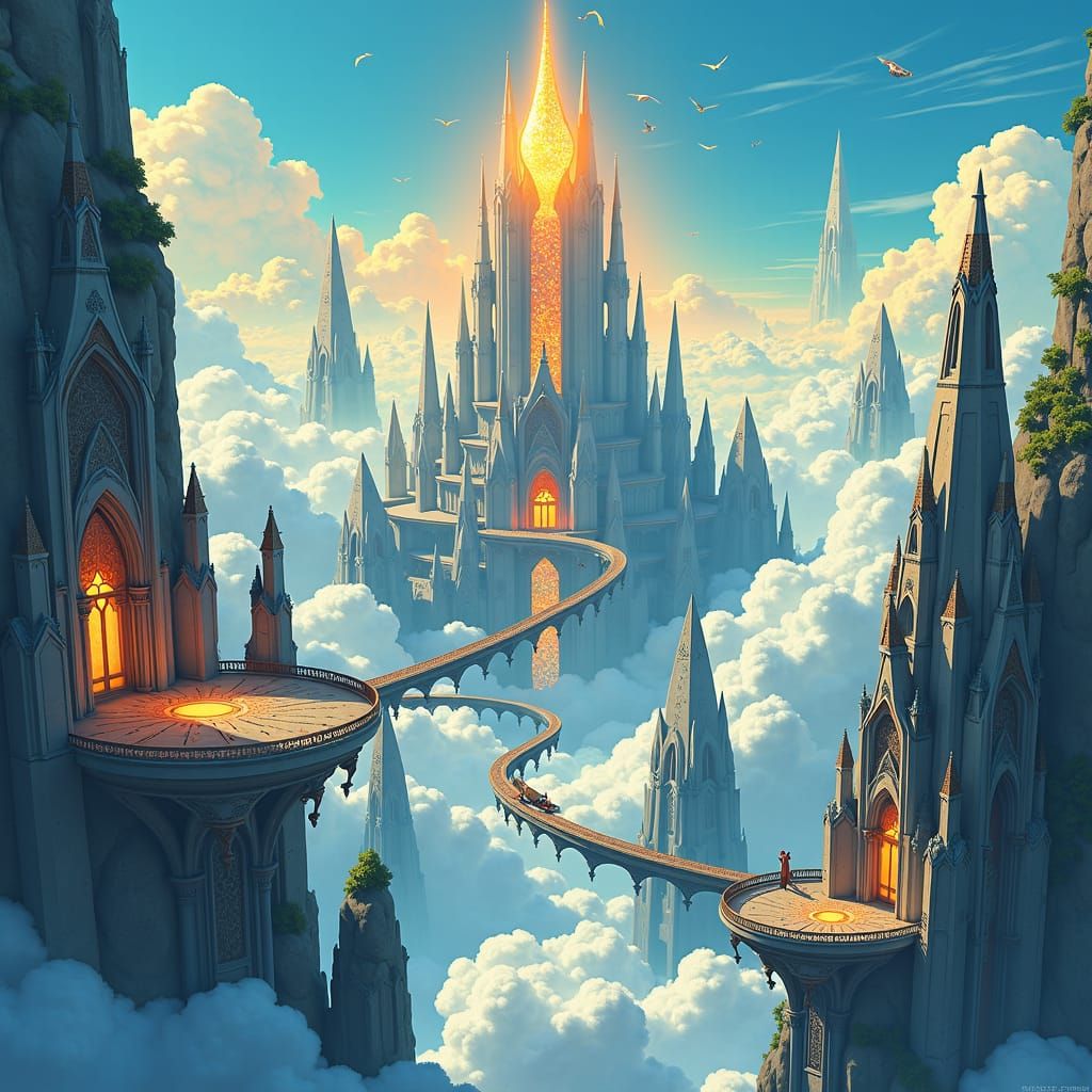 Aethera: Skybound Metropolis in Art Nouveau Style