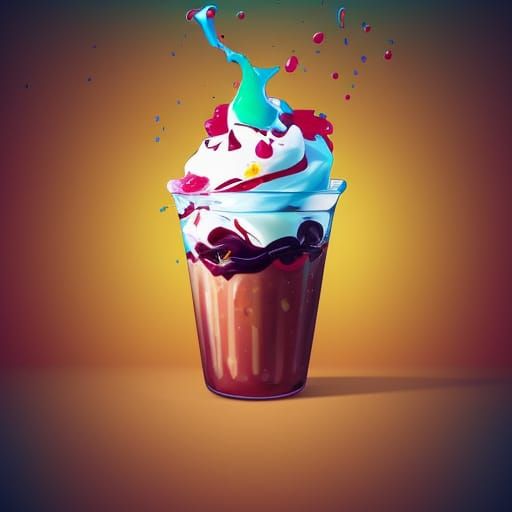 Hyperrealistic Sundae Splash Art Concept